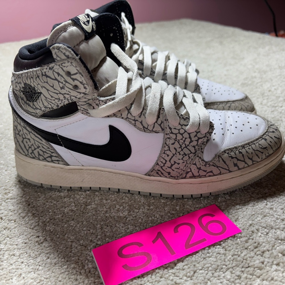 Air Jordan 1 Retro OG High White‎ Cement Sz 7Y